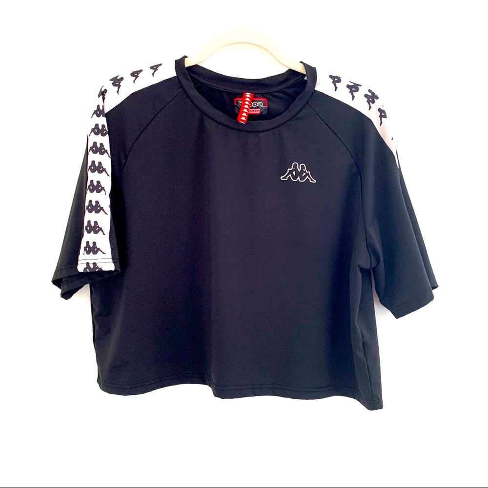 Kappa black white logo crop top Size Medium